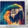 Blue And Yellow Macaw Parrot Vector Art Print Shower Curtains