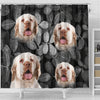 Clumber Spaniel On Black Print Shower Curtains