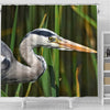 Grey Heron Bird Print Shower Curtains