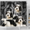 Cute Polish Lowland Sheepdog Print Shower Curtains