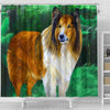 Rough Collie Dog Watercolor Art Print Shower Curtains