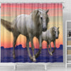 White Lusitano Horse Print Shower Curtain