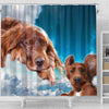 Irish Setter On Sky Blue Print Shower Curtains