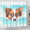 Papillon Dog Print Shower Curtain