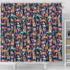 Australian Cattle Dog Floral Print Shower Curtains