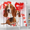 Basset Hound On Red Print Shower Curtains