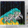 Blue Threaded Macaw Parrot Print Shower Curtains