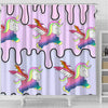 Happy Unicorn Print Shower Curtain