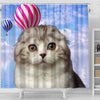 Cute Scottish Fold Cat Print Shower Curtains