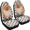 Black White Pomeranian Dog Patterns Print Car Seat Covers