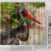 Black Stork Bird Print Shower Curtain