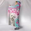 Cute Maltese Pink Floral Print Hooded Blanket