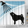 Cute Pug Dog Bath Print Shower Curtain