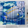 Grey And Yellow Tang Fish Print Shower Curtain