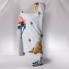 Australian Terrier With Rose Print Hooded Blanket