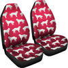 Great Pyrenees Dog Art On Red Print Car Seat Covers