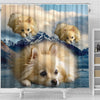 Pomeranian Dog Print Shower Curtains