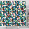 Labrador Dog Floral Print Shower Curtain