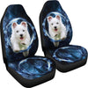 West Highland White Terrier On Blue Print Car Seat Covers