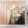 Cute Brown Swiss cattle (Cow) Print Shower Curtain