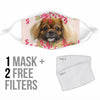 Cute Tibetan Spaniel Floral Print Face Mask