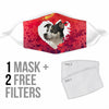 Rat Terrier Print Face Mask On Heart Print Face Mask