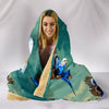 Blue Budgie Parrot Print Hooded Blanket