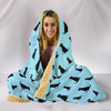 Black Labrador Dog Pattern Print Hooded Blanket